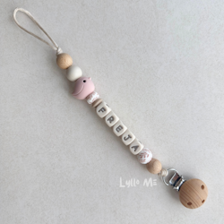 Napphållare med namn Bird Light Pink/ CREAM