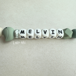 Pacifier holder with name - LITTLE BIRD- GREEN