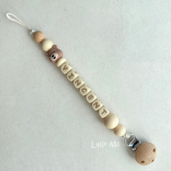 Pacifier holder with name - Lilla Björn - Créme / Wheat