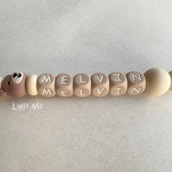 Pacifier holder with name - Lilla Björn - Créme / Oatmeal