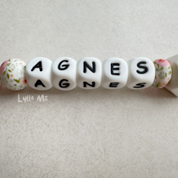 Napphållare med namn - Roses -Print - WHITE
