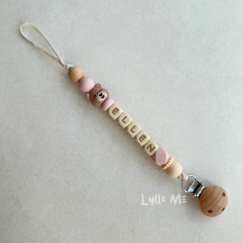 Napphållare med namn - Lilla Björn- Light Old Pink /Wheat