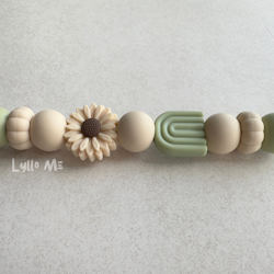 PACIFIER HOLDER - DAISY -RAINBOW- GREEN