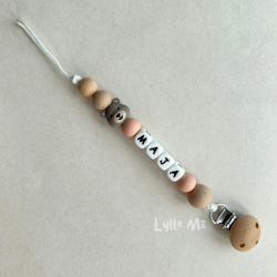 Napphållare med namn Lila Björn- Blush / White