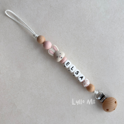 Napphållare med namn BUNNY - Light Pink / White