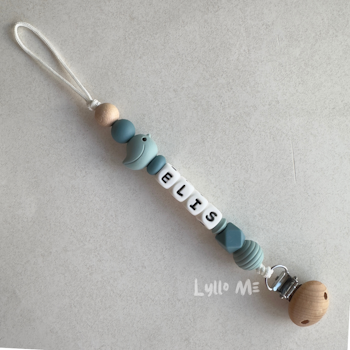 Napphållare med namn BIRD - Grey Blue- Arctic Blue / White