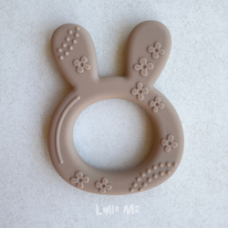 BITE FIGURE IN SILICONE - BUNNY WITH STRUCTURE - LIGHT BROWN