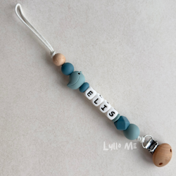 Napphållare med namn LITTLE BIRD - Grey Blue- Arctic Blue / White