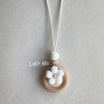 AMNINGSHALSBAND-RETRO FLOWER-WHITE