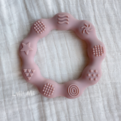 BITFIGUR I SILIKON - RING MED STRUKTUR  - LIGHT OLD PINK