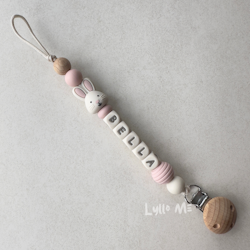 Napphållare med namn BUNNY  round - Light Pink / CREAM