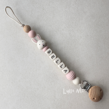 Napphållare med namn BUNNY  round - Light Pink / CREAM