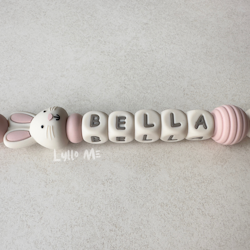 Napphållare med namn BUNNY  round - Light Pink / CREAM