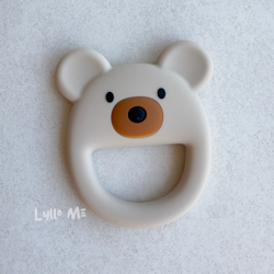 SILICONE BITE FIGURE - TEDDY BEAR WITH STRUCTURE - LATTE