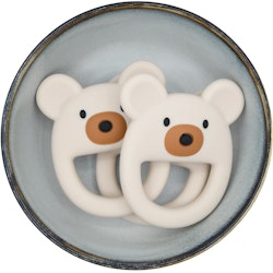 SILICONE BITE FIGURE - TEDDY BEAR WITH STRUCTURE - LATTE