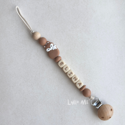 Pacifier holder with the name Fox Nougat /WHEAT