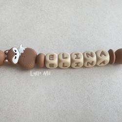 Pacifier holder with the name Fox Nougat /WHEAT