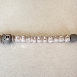 Pacifier holder with name Little Bear Taupe / Taupe 10mm (8-10 letters)