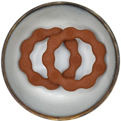 BITFIGUR I SILIKON - RING MED STRUKTUR  - ROST BRUN