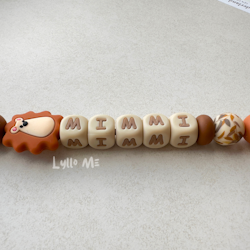 Pacifier holder with the name Hedgehog rusty brown /WHEAT