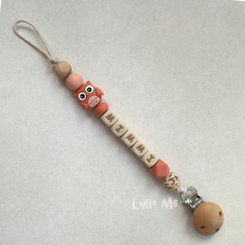 Napphållare med namn - OWL- TERRACOTTA / WHEAT