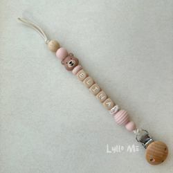 Napphållare med namn - Lilla Björn- Hazelnut - Light Old Pink / Oatmeal