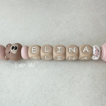 Napphållare med namn - Lilla Björn- Hazelnut - Light Old Pink / Oatmeal