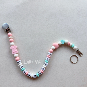 ID/ BADGE HÅLLARE med  VALFRI TEXT (max 12 bokstäver) Peach Pink Dress