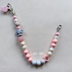 BADGE HOLDER 3d Elephant with bling PINK with Nylon cord