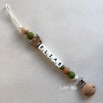 Pacifier holder with name Moose /White