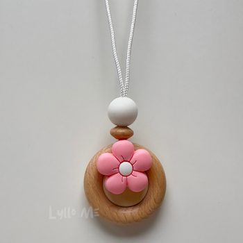 AMNINGSHALSBAND-RETRO FLOWER-PEACH PINK
