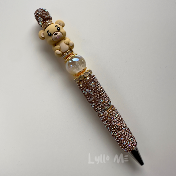STRASS PENNA MED PÄRLOR -TEDDY BEAR sand - GOLD