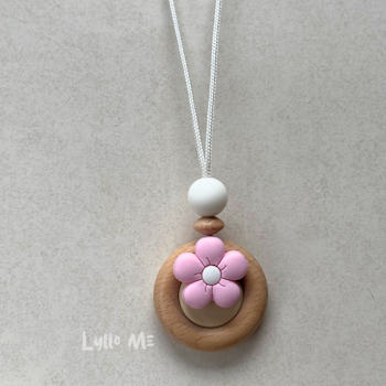 AMNINGSHALSBAND-RETRO FLOWER- SWEET PINK