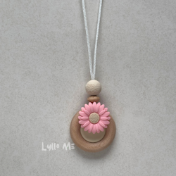 AMNINGSHALSBAND-DAISY- PEACH PINK