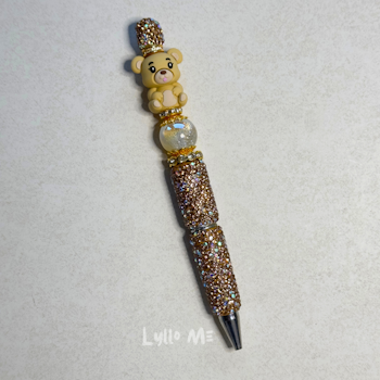 STRASS PENNA MED PÄRLOR -TEDDY BEAR sand - GOLD