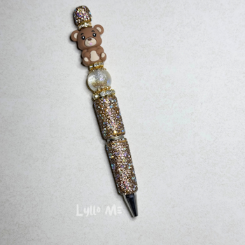STRASS PENNA MED PÄRLOR -TEDDY BEAR brown - GOLD