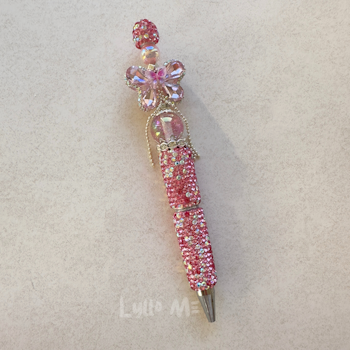 STRASS PENNA MED PÄRLOR -BUTTERFLY - PINK STRASS