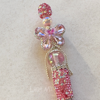 STRASS PENNA MED PÄRLOR -BUTTERFLY - PINK STRASS
