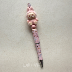 PEN WITH BEADS - Plush "Labubu" - LIGHT PINK