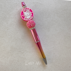 PENNA MED PÄRLOR -HELLO COFFE - METALLIC MAGENTA /SILVER