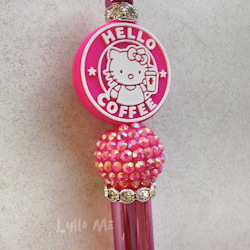 PENNA MED PÄRLOR -HELLO COFFE - METALLIC MAGENTA /SILVER