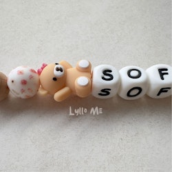 Pacifier holder with name - Nallelina - Light Pink / WHITE