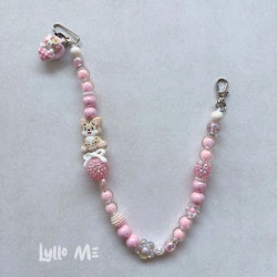 BADGE HOLDER KITTYCAT with bling PINK (elastic)