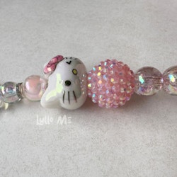 E-TJÄNSTEKORT HÅLLARE KITTY med bling ROSA (elastisk)