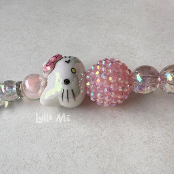 E-TJÄNSTEKORT HÅLLARE KITTY med bling ROSA (elastisk)