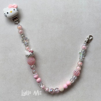 E-TJÄNSTEKORT HÅLLARE KITTY med bling ROSA (elastisk)