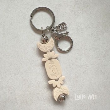 NYCKELRING -Crescent Moon Ivory / Ivory-SILVER