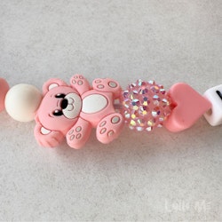 ID-KORT/ NYCKEL HÅLLARE med text Undersköterska med bling TEDDY ROSA
