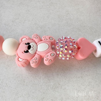 ID-KORT/ NYCKEL HÅLLARE med text Undersköterska med bling TEDDY ROSA