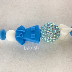 ID-KORT/ NYCKEL HÅLLARE med text Sjuksköterska med bling - DAISY CLIPS VIT/BLÅ